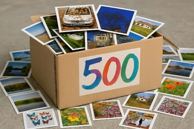 Kiste mit 500 Fotos